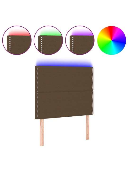 Gultas galvgalis ar led, 90x5x118/128 cm, tumši brūns audums