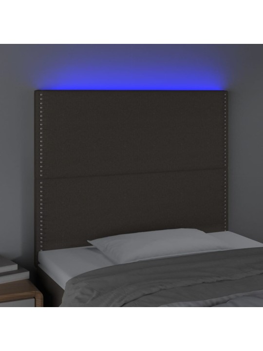 Gultas galvgalis ar led, 90x5x118/128 cm, pelēkbrūns audums