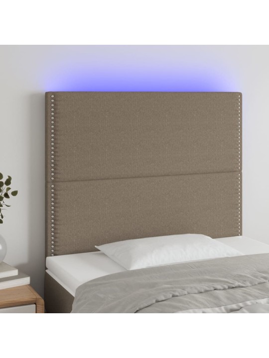 Gultas galvgalis ar led, 90x5x118/128 cm, pelēkbrūns audums