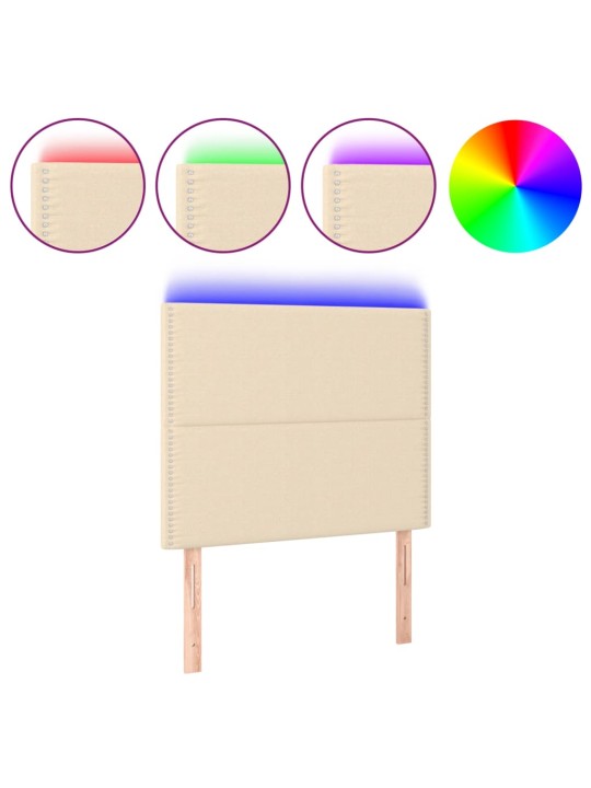 Gultas galvgalis ar led, 90x5x118/128 cm, krēmkrāsas audums
