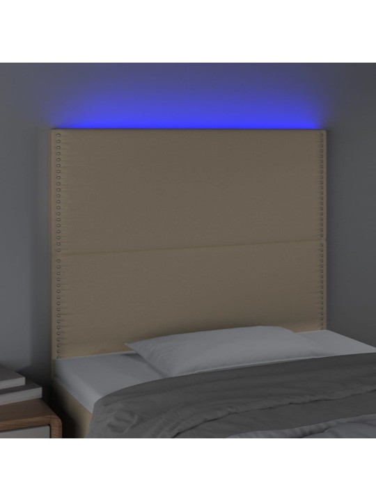 Gultas galvgalis ar led, 90x5x118/128 cm, krēmkrāsas audums