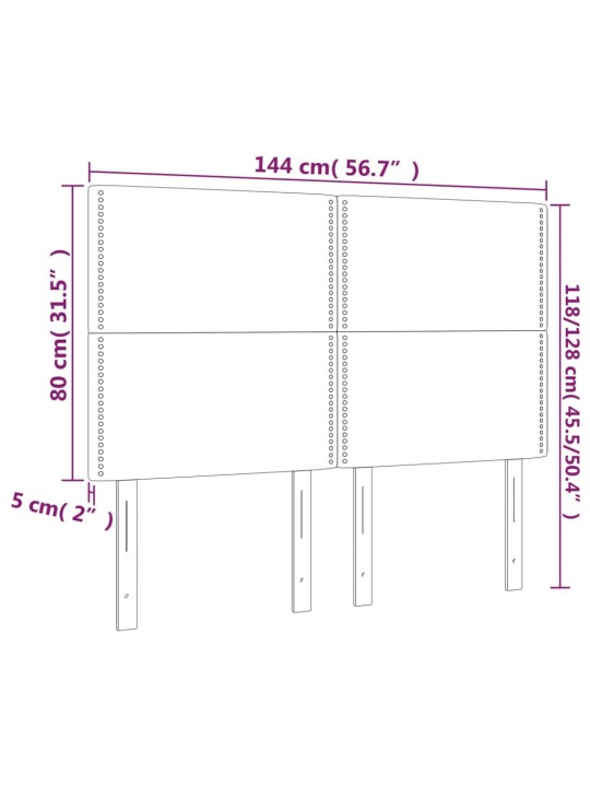 Gultas galvgalis ar LED, 144x5x118/128 cm, melns audums