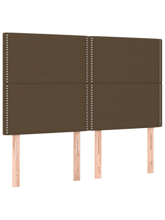 Gultas galvgalis ar LED, 144x5x118/128 cm, tumši brūns audums