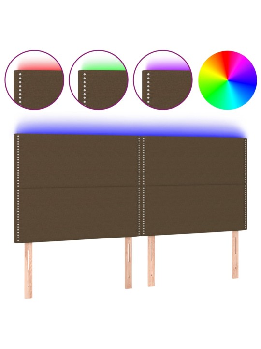 Gultas galvgalis ar LED, 160x5x118/128 cm, tumši brūns audums