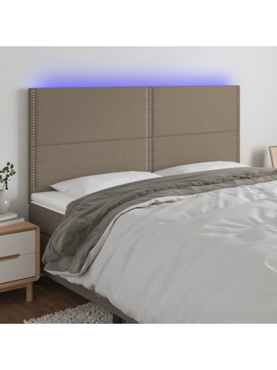 Gultas galvgalis ar LED, 160x5x118/128 cm, pelēkbrūns audums