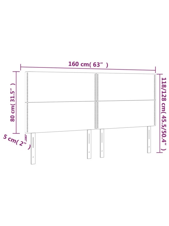 Gultas galvgalis ar LED, 160x5x118/128 cm, zils audums