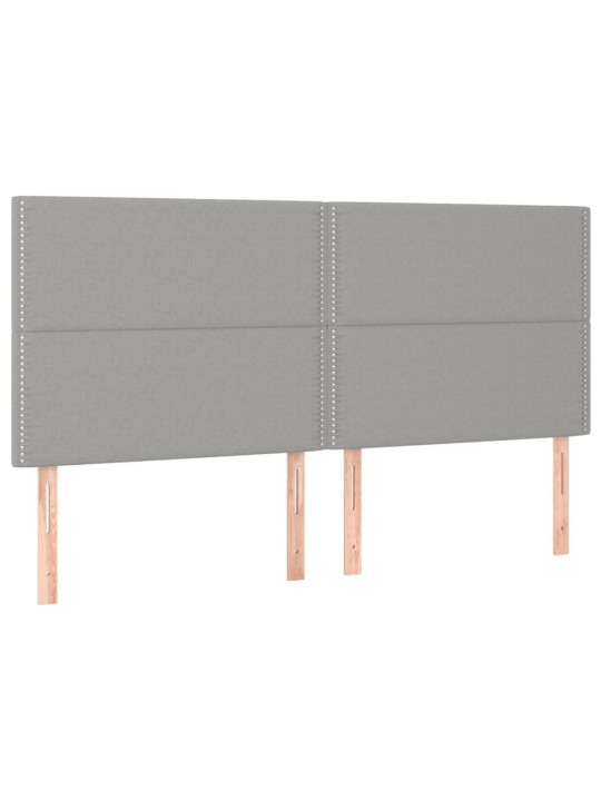 Gultas galvgalis ar LED, 180x5x118/128 cm, gaiši pelēks audums