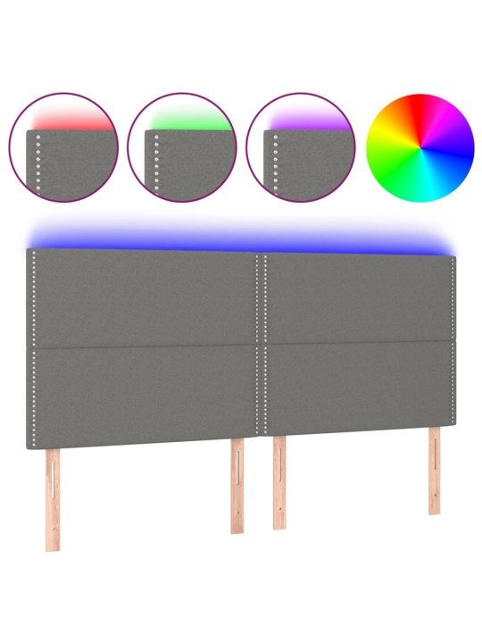 Gultas galvgalis ar LED, 180x5x118/128 cm, tumši pelēks audums