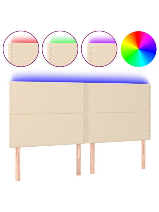 Gultas galvgalis ar LED, 180x5x118/128 cm, krēmkrāsas audums