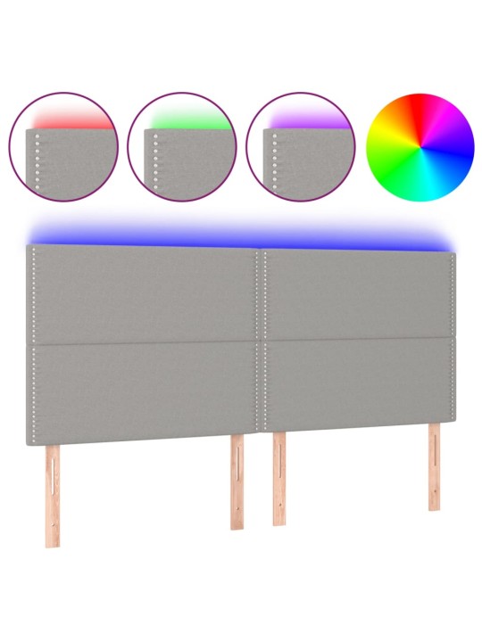 Gultas galvgalis ar led, 200x5x118/128 cm, gaiši pelēks audums