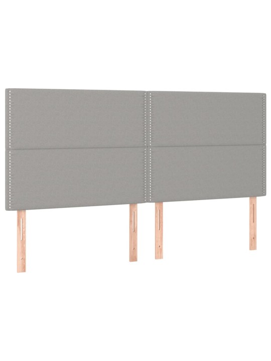 Gultas galvgalis ar led, 200x5x118/128 cm, gaiši pelēks audums