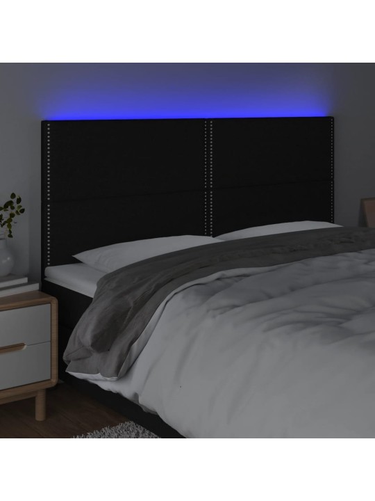 Gultas galvgalis ar led, 200x5x118/128 cm, melns audums