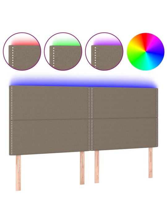Gultas galvgalis ar led, 200x5x118/128 cm, pelēkbrūns audums