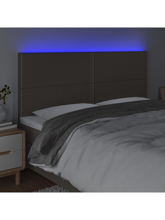 Gultas galvgalis ar led, 200x5x118/128 cm, pelēkbrūns audums