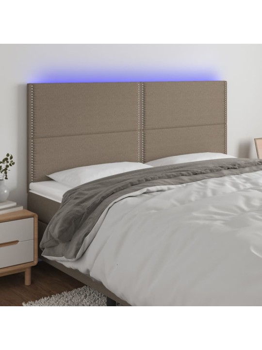 Gultas galvgalis ar led, 200x5x118/128 cm, pelēkbrūns audums