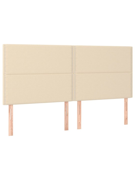 Gultas galvgalis ar led, 200x5x118/128 cm, krēmkrāsas audums