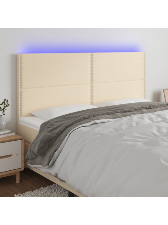 Gultas galvgalis ar led, 200x5x118/128 cm, krēmkrāsas audums