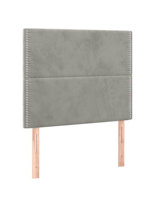 Gultas galvgalis ar led, 90x5x118/128 cm, gaiši pelēks samts