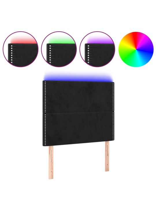 Gultas galvgalis ar led, 90x5x118/128 cm, melns samts