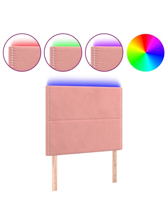 Gultas galvgalis ar led, 90x5x118/128 cm, rozā samts