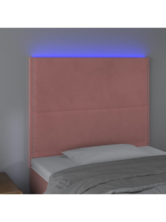 Gultas galvgalis ar led, 90x5x118/128 cm, rozā samts