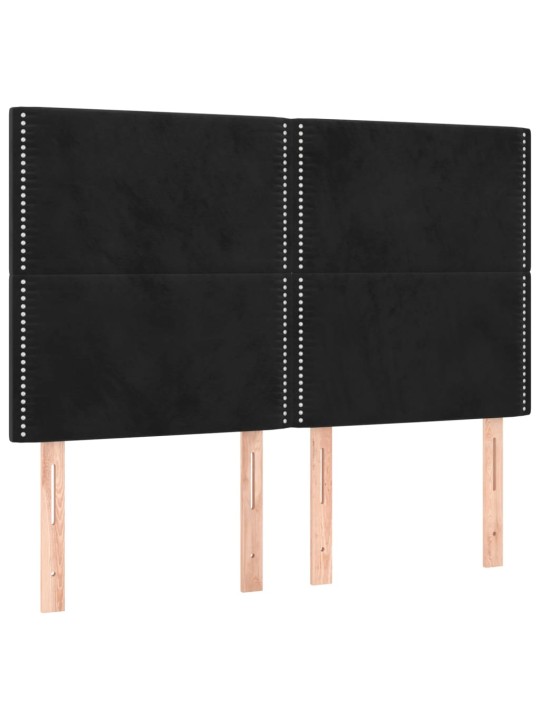 Gultas galvgalis ar LED, 144x5x118/128 cm, melns samts