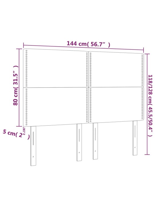 Gultas galvgalis ar LED, 144x5x118/128 cm, tumši zils samts