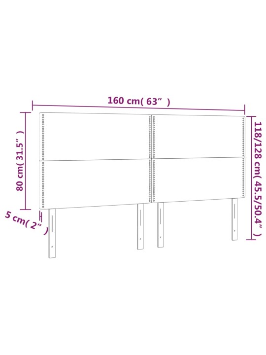 Gultas galvgalis ar LED, 160x5x118/128 cm, tumši pelēks samts