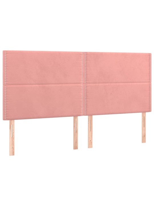 Gultas galvgalis ar LED, 160x5x118/128 cm, rozā samts