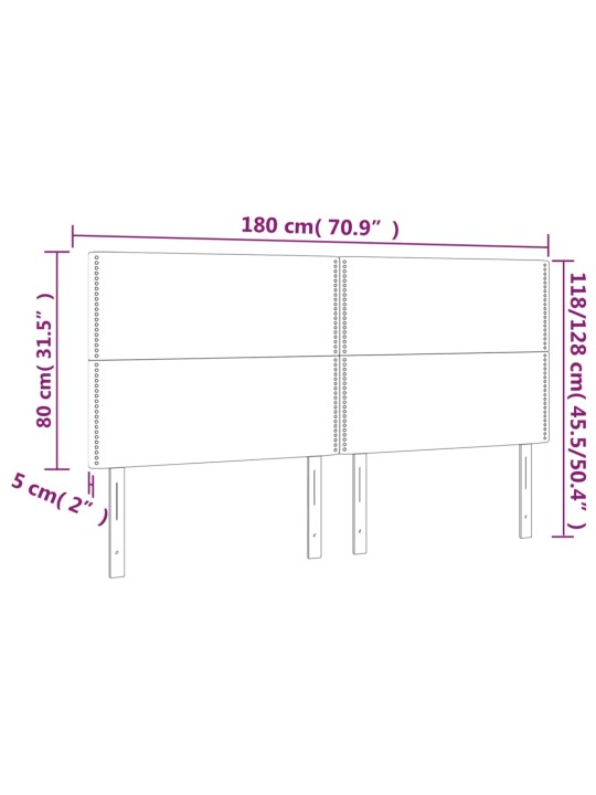 Gultas galvgalis ar LED, 180x5x118/128 cm, tumši zaļš samts