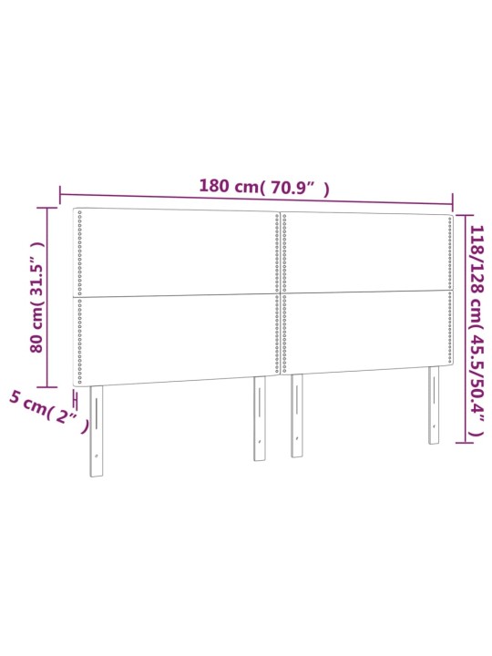 Gultas galvgalis ar LED, 180x5x118/128 cm, tumši zils samts