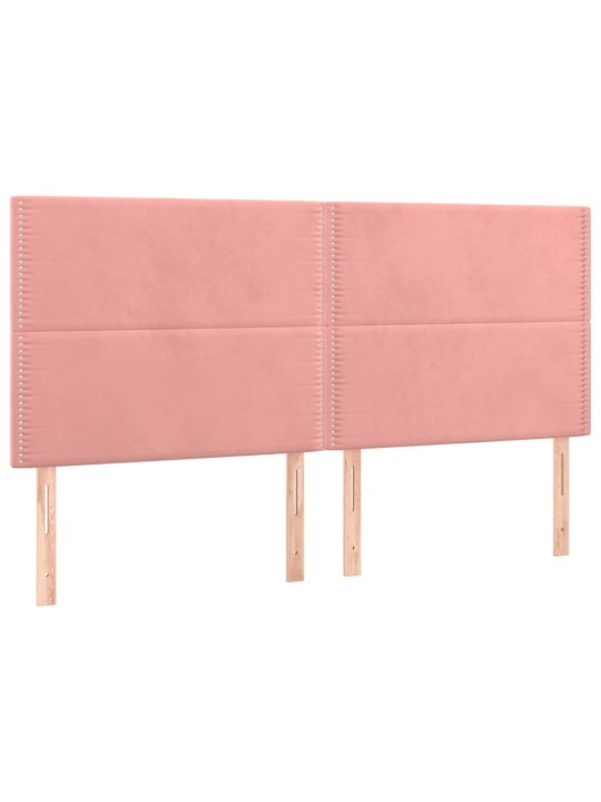 Gultas galvgalis ar LED, 180x5x118/128 cm, rozā samts