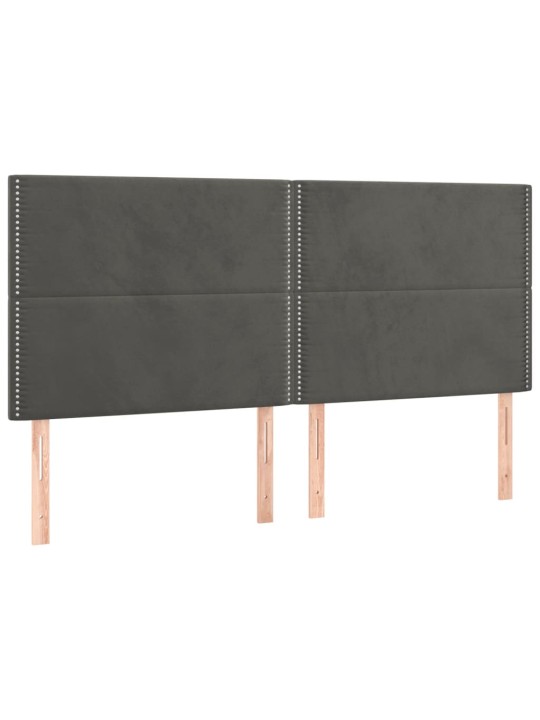 Gultas galvgalis ar led, 200x5x118/128 cm, tumši pelēks samts