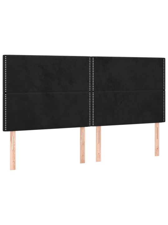 Gultas galvgalis ar led, 200x5x118/128 cm, melns samts