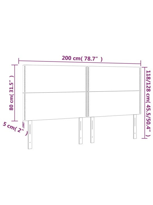 Gultas galvgalis ar led, 200x5x118/128 cm, melns samts