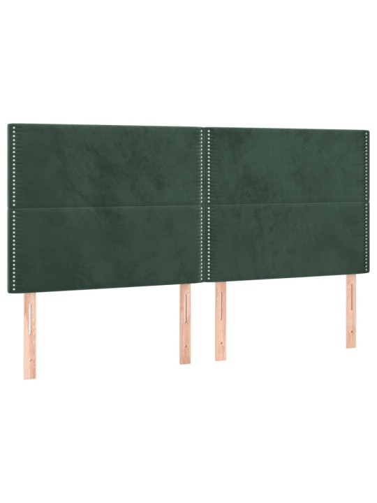 Gultas galvgalis ar led, 200x5x118/128 cm, tumši zaļš samts