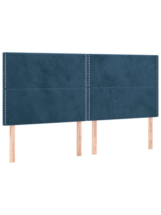 Gultas galvgalis ar led, 200x5x118/128 cm, tumši zils samts