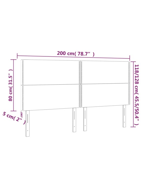 Gultas galvgalis ar led, 200x5x118/128 cm, tumši zils samts