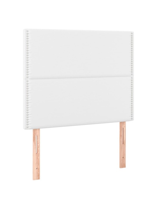 Gultas galvgalis ar led, 80x5x118/128 cm, balta mākslīgā āda