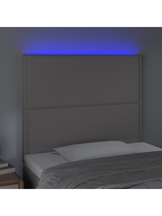 Gultas galvgalis ar led, 80x5x118/128 cm, pelēka mākslīgā āda