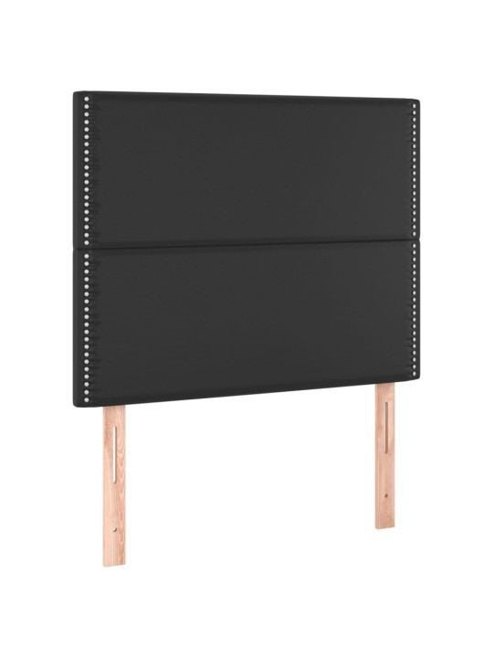 Gultas galvgalis ar led, 90x5x118/128 cm, melns mākslīgā āda