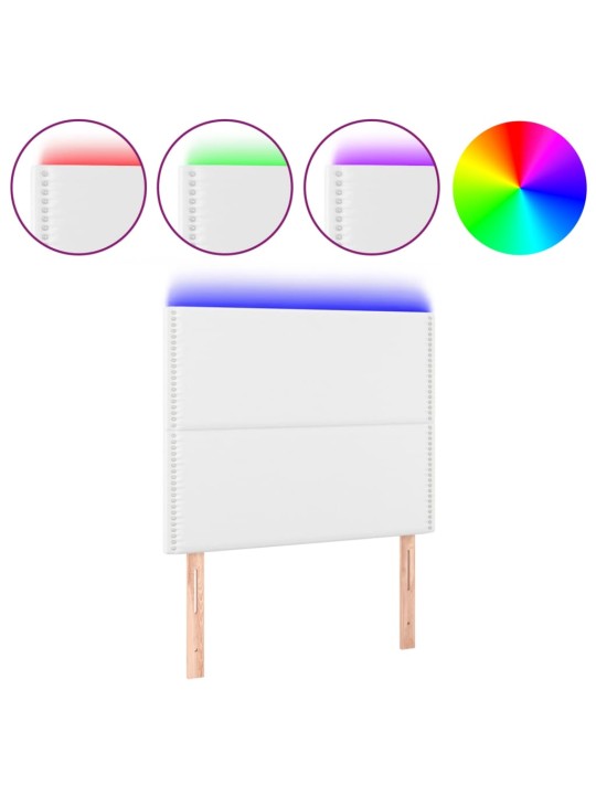 Gultas galvgalis ar led, 90x5x118/128 cm, balta mākslīgā āda