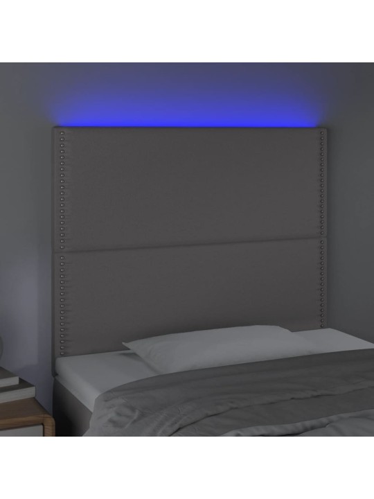 Gultas galvgalis ar led, 90x5x118/128 cm, pelēks mākslīgā āda
