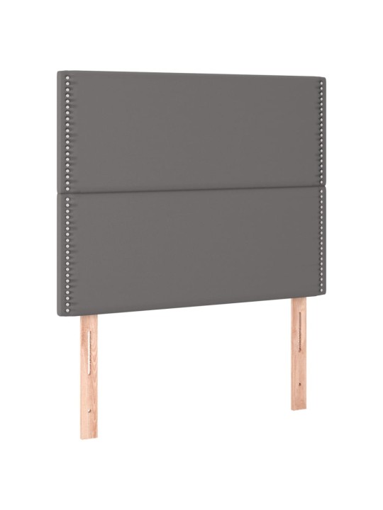Gultas galvgalis ar led, 90x5x118/128 cm, pelēks mākslīgā āda