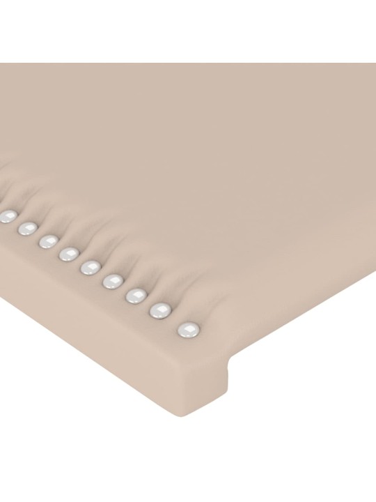 Gultas galvgalis ar led, 90x5x118/128cm, kapučīno mākslīgā āda