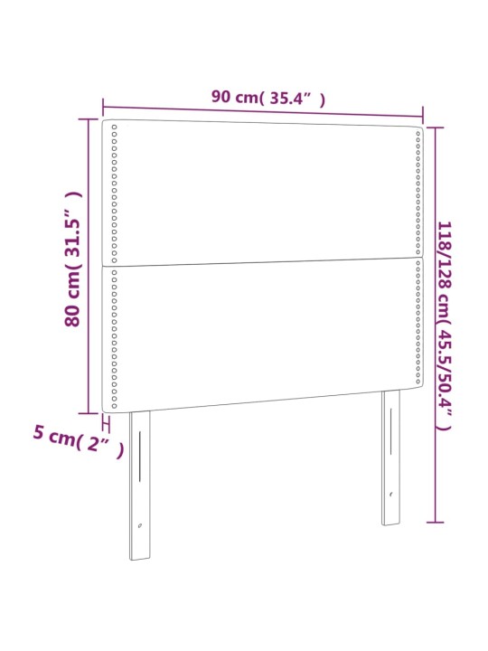 Gultas galvgalis ar led, 90x5x118/128cm, kapučīno mākslīgā āda