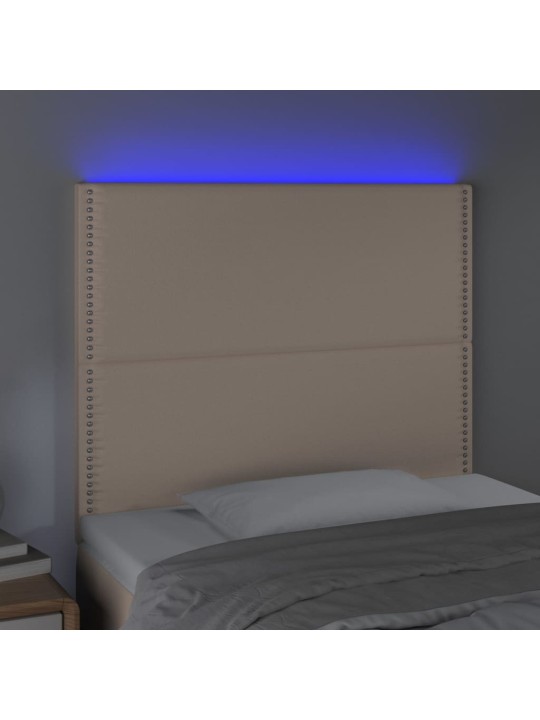 Gultas galvgalis ar LED, 100x5x118/128cm, kapučīno mākslīgā āda