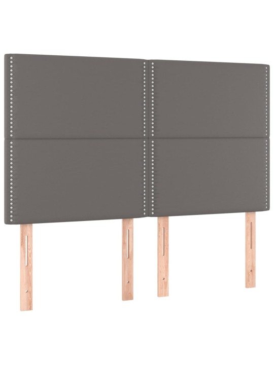 Gultas galvgalis ar LED, 144x5x118/128 cm, pelēks mākslīgā āda
