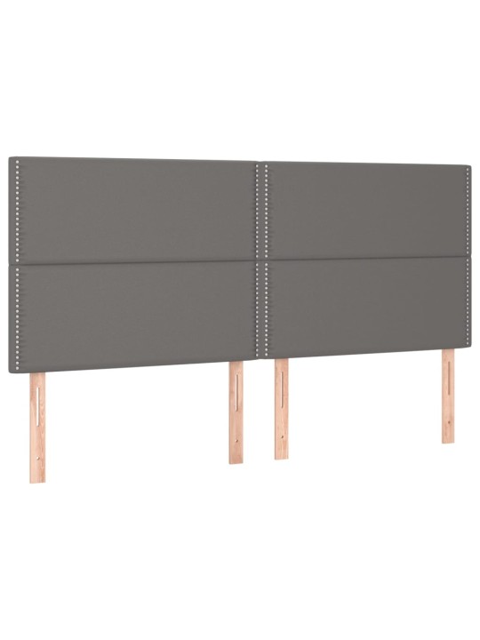 Gultas galvgalis ar LED, 160x5x118/128 cm, pelēks mākslīgā āda