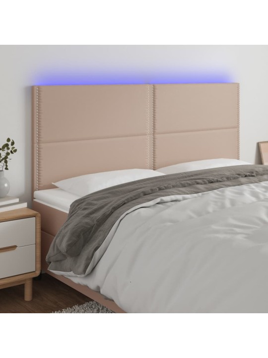 Gultas galvgalis ar LED, 180x5x118/128cm, kapučīno mākslīgā āda